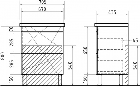 Тумба с раковиной Vigo Geometry 70 бетон