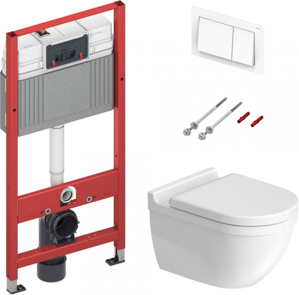 Комплект  Унитаз подвесной Duravit Starck 3 45270900A1 комплект + Система инсталляции для унитазов TECE Base NEW с кнопкой смыва
