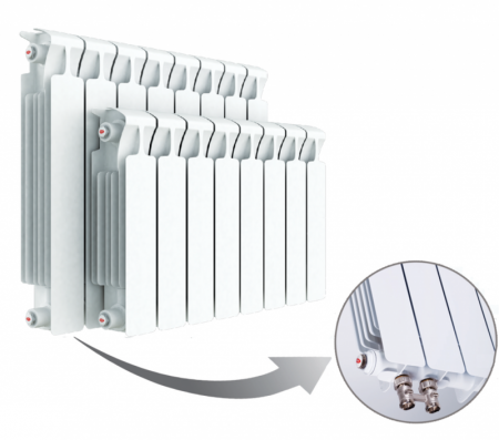 Радиатор биметаллический секционный Rifar Monolit Ventil 350 х 12 секций (подключение нижнее слева)