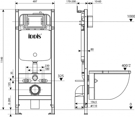 Система инсталляции для унитазов IDDIS Optima Home OPH00MBi32K с кнопкой смыва, черная