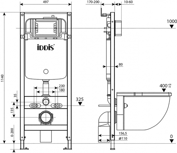 Система инсталляции для унитазов IDDIS Optima Home OPH00GCi32K с кнопкой смыва, хром