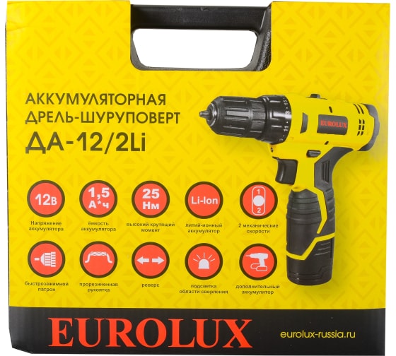Аккумуляторная дрель-шуруповерт Eurolux ДА-12/2Li
