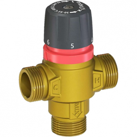Термостатический смесительный клапан для систем отопления и ГВС Rommer 1* НР 30-65°С KV 2,3 (центральное смешивание)