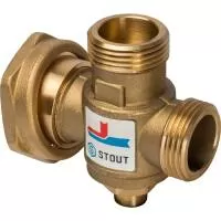 Термостатический смесительный клапан для твердотопливных котлов Stout G 1* M - G 1 1/2*  F - G 1* M (70°С)