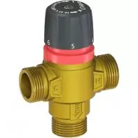Термостатический смесительный клапан для систем отопления и ГВС Rommer 3/4* НР 30-65°С KV 1,8 (центральное смешивание)