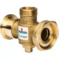Термостатический смесительный клапан для твердотопливных котлов Stout G 1 1/2* M - G 1 1/2* F - G 1* M (70°С)