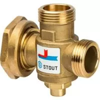 Термостатический смесительный клапан для твердотопливных котлов Stout G 1* М - G 1 1/2* F - G 1* M (60°С)